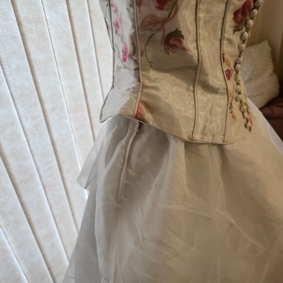 2pc Floral Wedding Dress Size 10 - Picture 5 of 9
